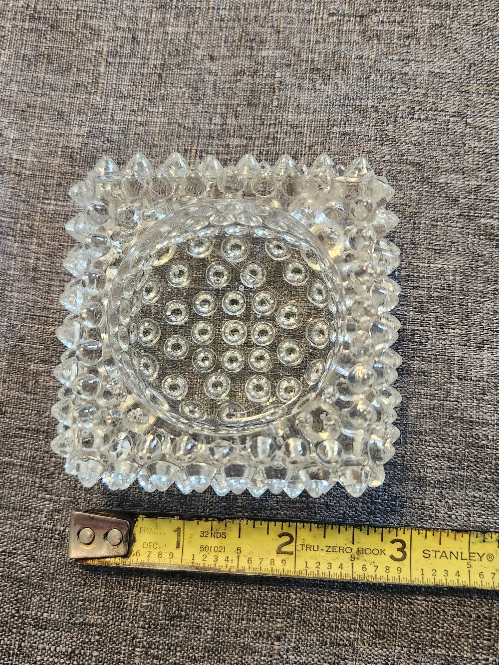 Vintage Fenton Clear Hobnail Square Salt Cellar / Tealight Holder